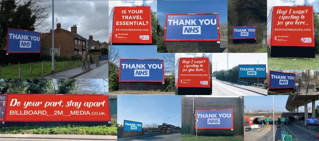 Billboard Media collage of NHS and Stay Home Campaigns for COVID-19
